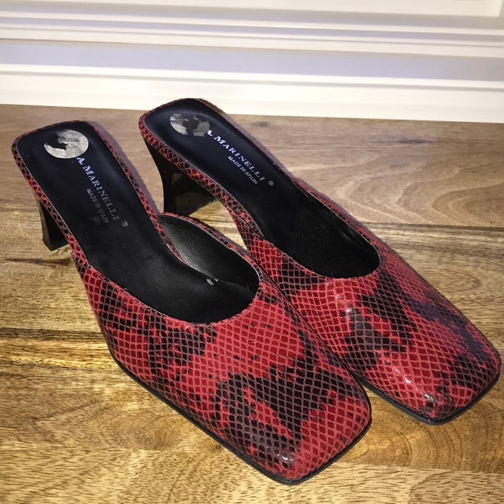 A. Marinelli faux snakeskin mule